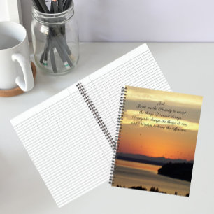 Serenity Gebed Oranje Zeegezicht Zonsondergang Fot Notitieboek
