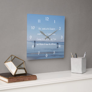 Serenity Gebeds Strand Wandelaars Vierkante Klok