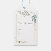 Serenity Goud en Groene Geometrische Bruiloft Cadeaulabel (Voorkant)