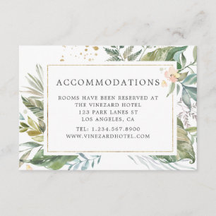 Serenity Greenery Geometric Wedding Accommodations Informatiekaartje