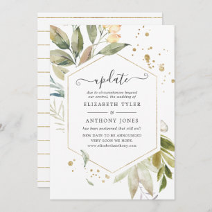 Serenity Greenery Geometric Wedding Update Kaart