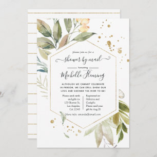 Serenity Greenery Geometrisch Baby shower per Mail Kaart
