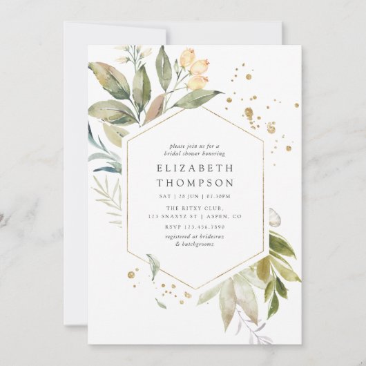 Serenity Greenery geometrisch Vrijgezellenfeest Kaart (Voorkant)