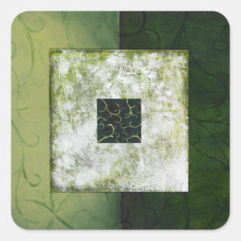 Serenity - Groen Abstract Kunst Poster Vierkante Sticker