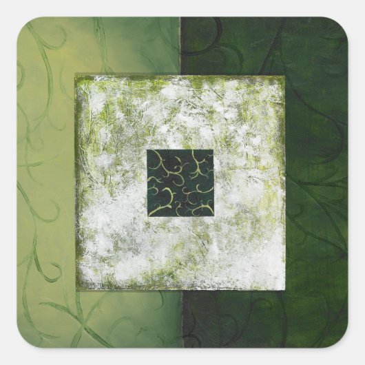 Serenity - Groen Abstract Kunst Poster Vierkante Sticker (Voorkant)