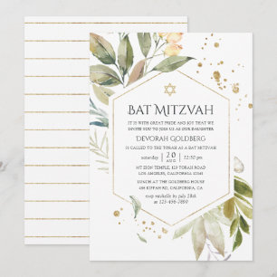 Serenity Groene Geometrische Bat Mitzvah Kaart