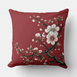 Serenity in Bloom Cherry Blossom Branch (rood) Kussen