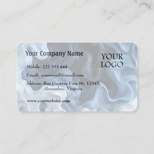 Serenity in Blue Abstract Flowing Forms Business C Visitekaartje (Achterkant)