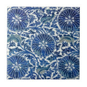 Serenity in Blue: Chinese Floral Tegel Art Tegeltje (Voorkant)