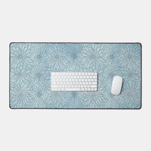 Serenity in Ice Blue Florals Bureaumat (Keyboard & Muis)