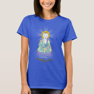 Serenity Meow Buddha Cat Lotus Shirt