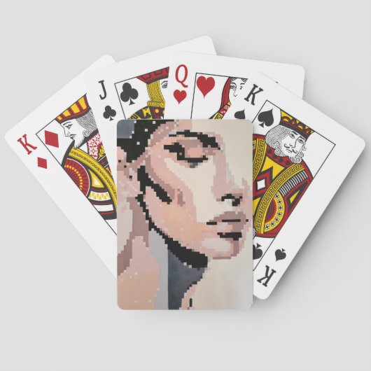 Serenity Modern Neutral Pixel Art Portrait Pokerkaarten (Achterkant)