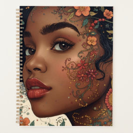 Serenity Noir Floral Afrocentric Notepad Planner