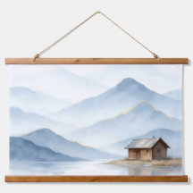 Serenity Peaks — Goudkleurig berglandschap wandtap