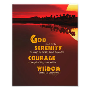 Serenity Prayer: Afrikaanse Red Sun-sterkte/herste Foto Afdruk