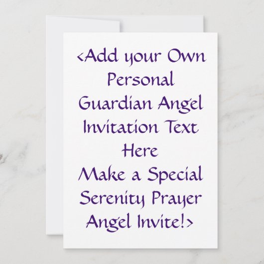 Serenity Prayer Angel Art Invitation ou Invitation (Dos)