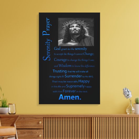 Serenity Prayer Blue Canvas Afdruk (Insitu (Woonkamer))