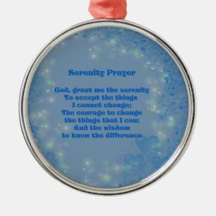 Serenity Prayer Blue Hearts Inspirerend Metalen Ornament