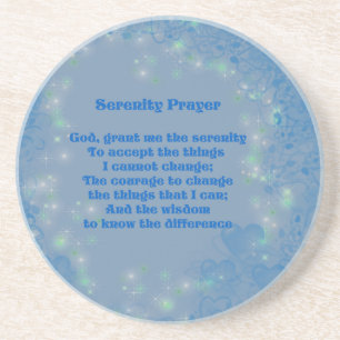 Serenity Prayer Blue Hearts Inspirerend Zandsteen Onderzetter