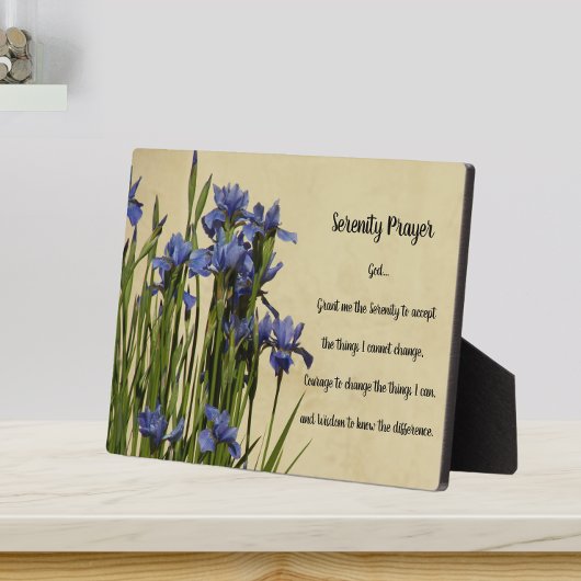 Serenity Prayer Blue Irise Floral Fotoplaat