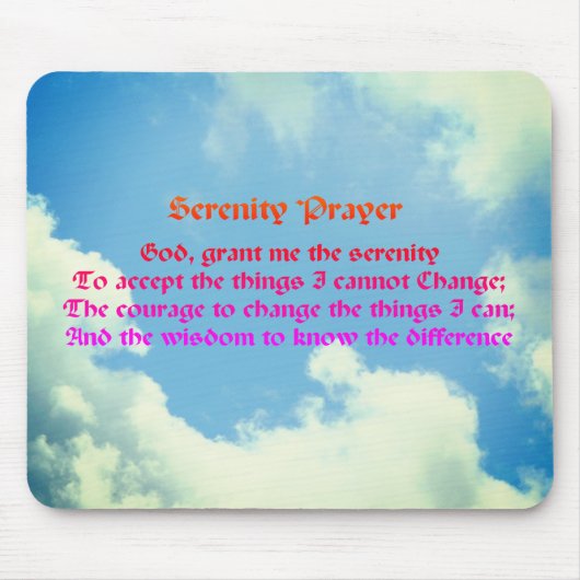 Serenity Prayer Blue Sky Inspirerend Muismat (Voorkant)