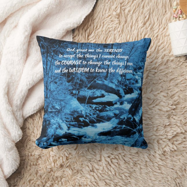 Serenity Prayer Blue stromend Brook Inspirerend Kussen (Deken)
