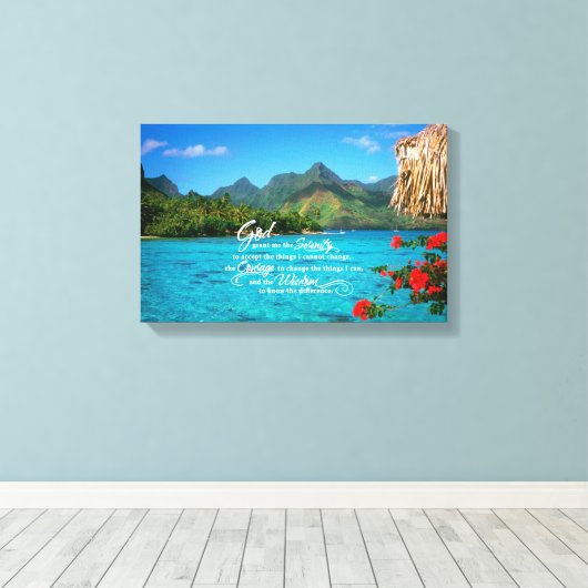 Serenity Prayer & Bora Bora Canvas Afdruk (Insitu (Houten vloer))
