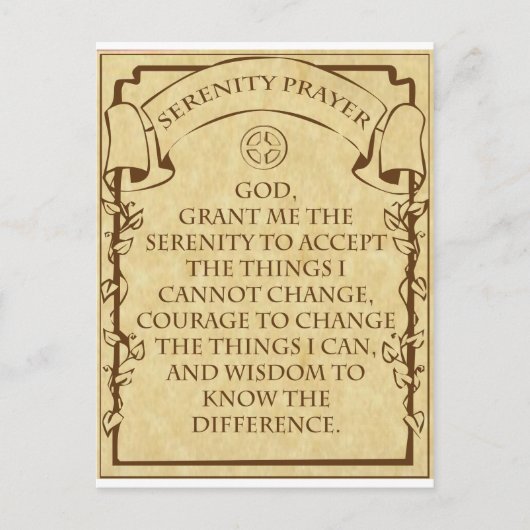 SERENITY PRAYER BRIEFKAART (Voorkant)