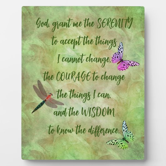 Serenity Prayer Butterfly Inspirerend Fotoplaat (Voorkant)