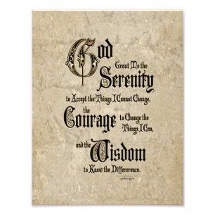Serenity Prayer: Calligrafie, Antiek, herstel Foto Afdruk