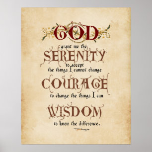 Serenity Prayer: Calligrafie-Inspirerend gebeden Poster