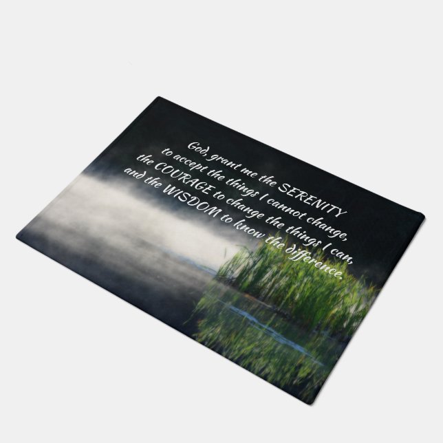 Serenity Prayer Cattails in een mist-Inspirerend Deurmat (Schuin)