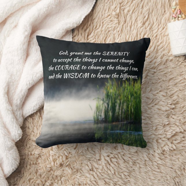 Serenity Prayer Cattails in een mist-Inspirerend Kussen (Deken)