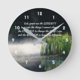 Serenity Prayer Cattails in een mist Inspirerend   Ronde Klok