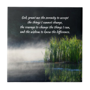 Serenity Prayer Cattails In Mist Inspirational Tegeltje