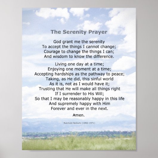 Serenity Prayer citaat landschapsfoto-kunst Poster (Voorkant)