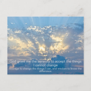 Serenity Prayer - Clouds in Sky met Sun Rays Briefkaart