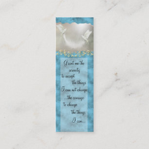 Serenity Prayer Doves Business Card ~ turquoise Mini Visitekaartje