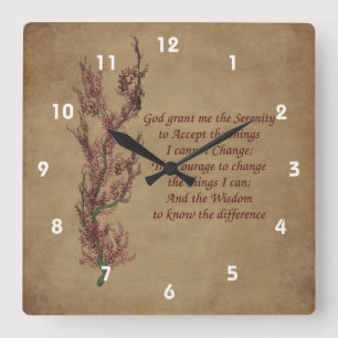 Serenity Prayer Flowering Tree Inspirerend Vierkante Klok
