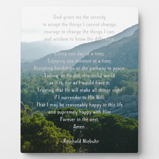 Serenity Prayer Fotoplaat (Voorkant)