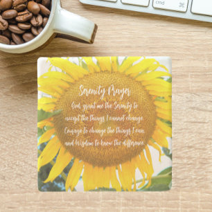 Serenity Prayer Geel Zonnebloem Bloemen Stenen Onderzetter