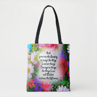 Serenity Prayer, geschreven in Center of Bouquet Draagtas