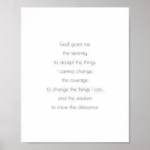 Serenity Prayer, God inbegrepen Poster