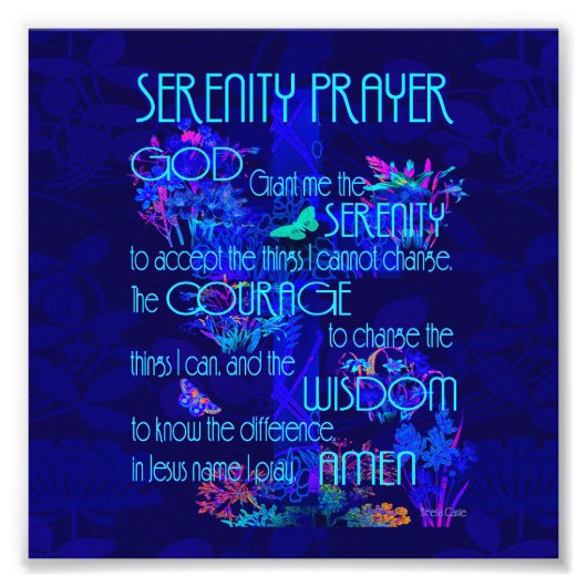 Serenity Prayer in Blue Foto Afdruk (Voorkant)
