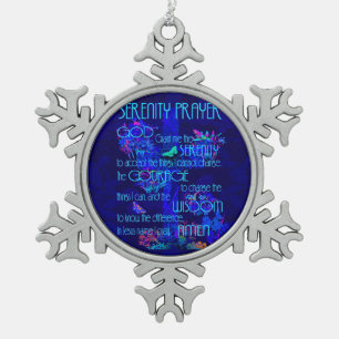 Serenity Prayer in Blue Tin Sneeuwvlok Ornament