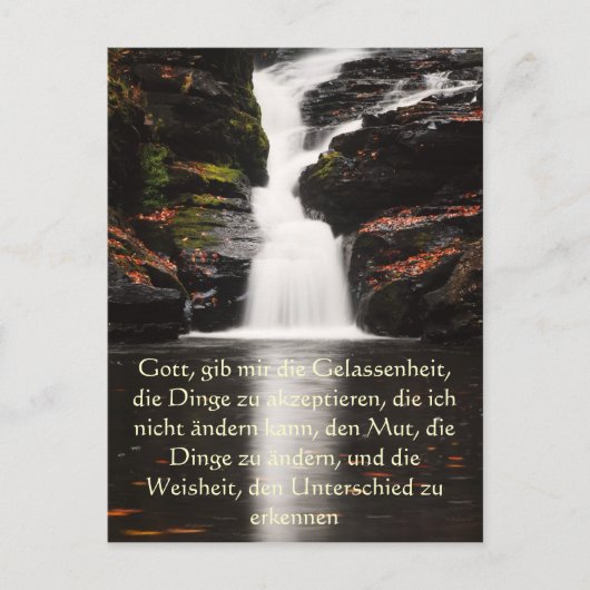 Serenity Prayer in het Duits, Waterfall Briefkaart (Voorkant)