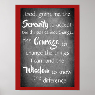 Serenity Prayer Inspirating Quote Modern Red Gray Poster