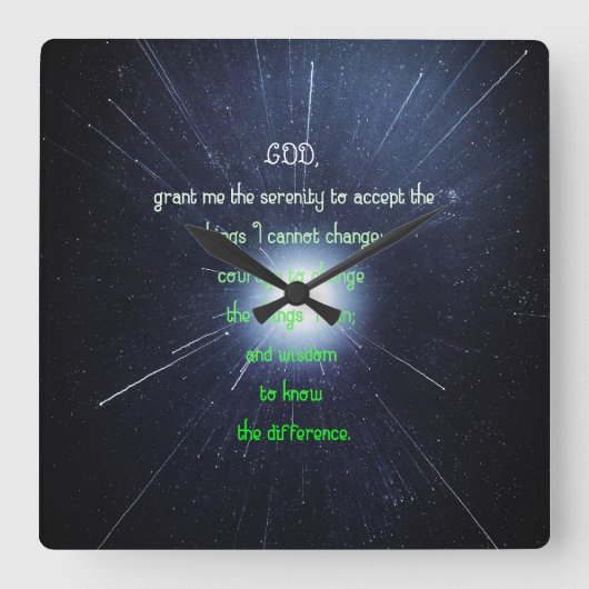 Serenity Prayer Inspirerende Christelijke kunst Vierkante Klok (Voorkant)