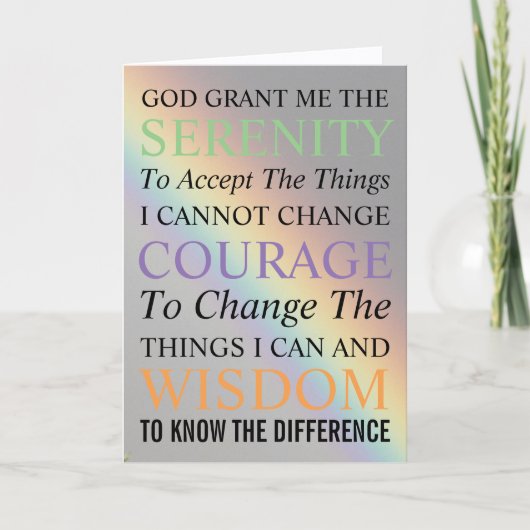 Serenity Prayer Kleurrijke regenboog Blank Bedankkaart (Voorkant)