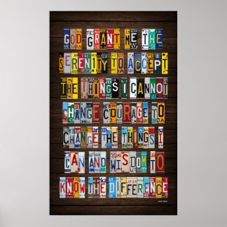 Serenity Prayer License Bord Art Poster